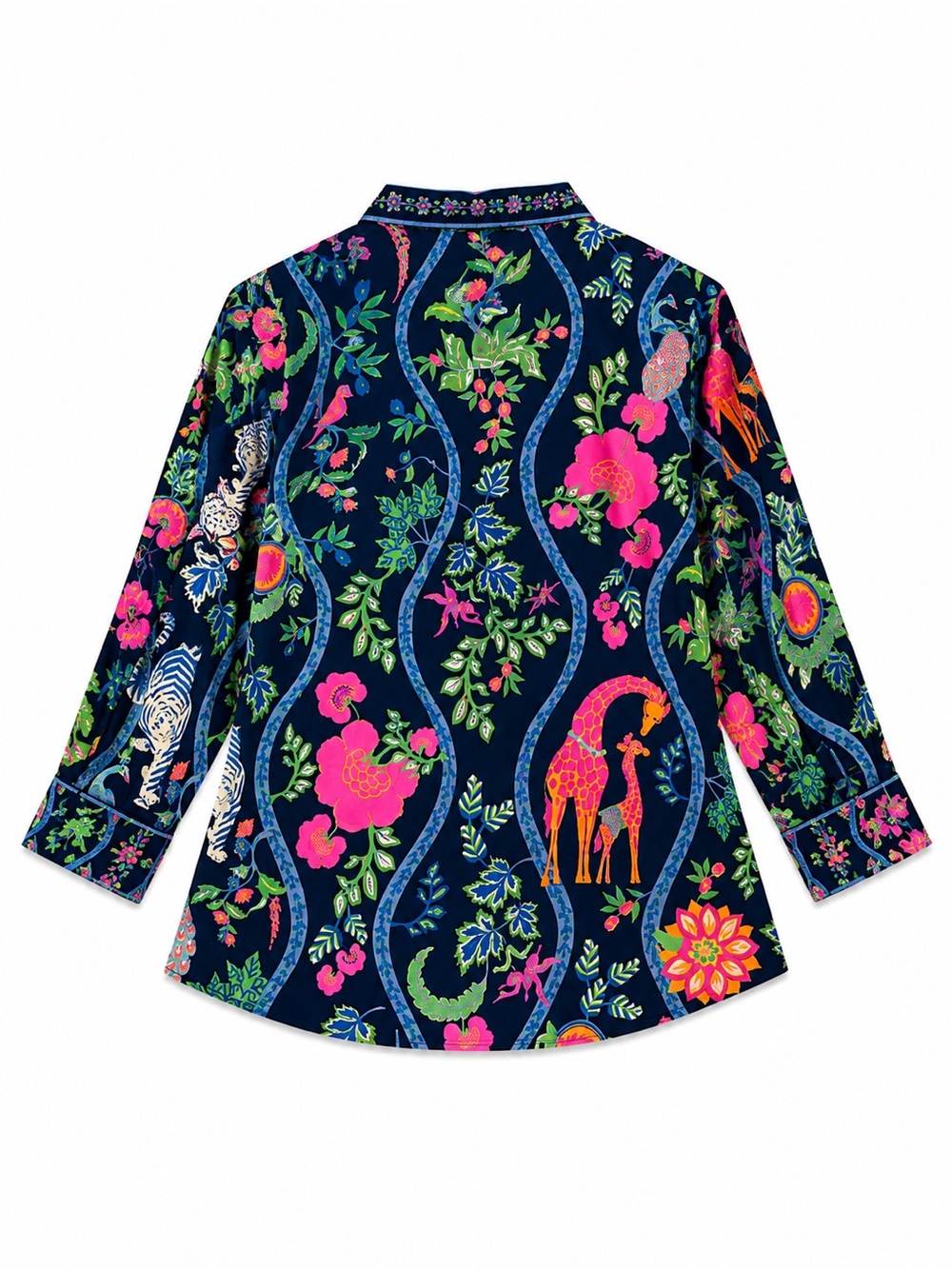 Gretchen Scott Jungle Garden Print Button Front Blouse Size L - Picture 3 of 8
